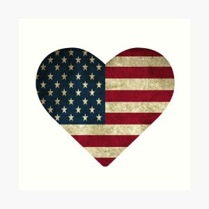 American Flag Heart Art